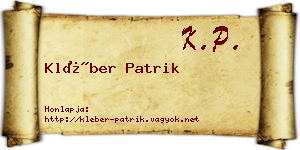 Kléber Patrik névjegykártya